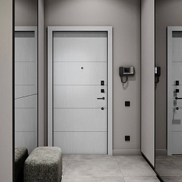 Белые двери в сочетании с серой палитрой интерьера: стильный дуэт.